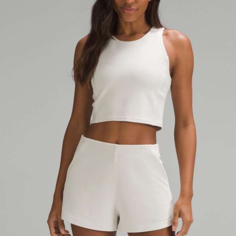 $58 Lululemon Ribbed Softstreme Cropped Tank Top Bone